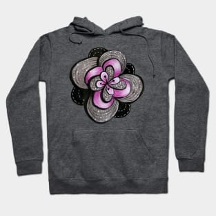 Abstract Flower In Purple Grey Black Decorative Art Hoodie